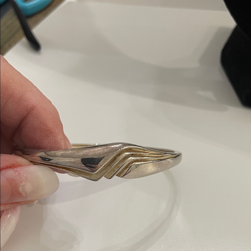 Silver And Gold Chevron Bangle588 Silver And Gold Chevron Bangle588